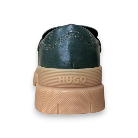 HUGO Double Stitching Loafers Olive Leather US 9 (UK 8 EU 42) Moc Toe Brown Sole main image 4